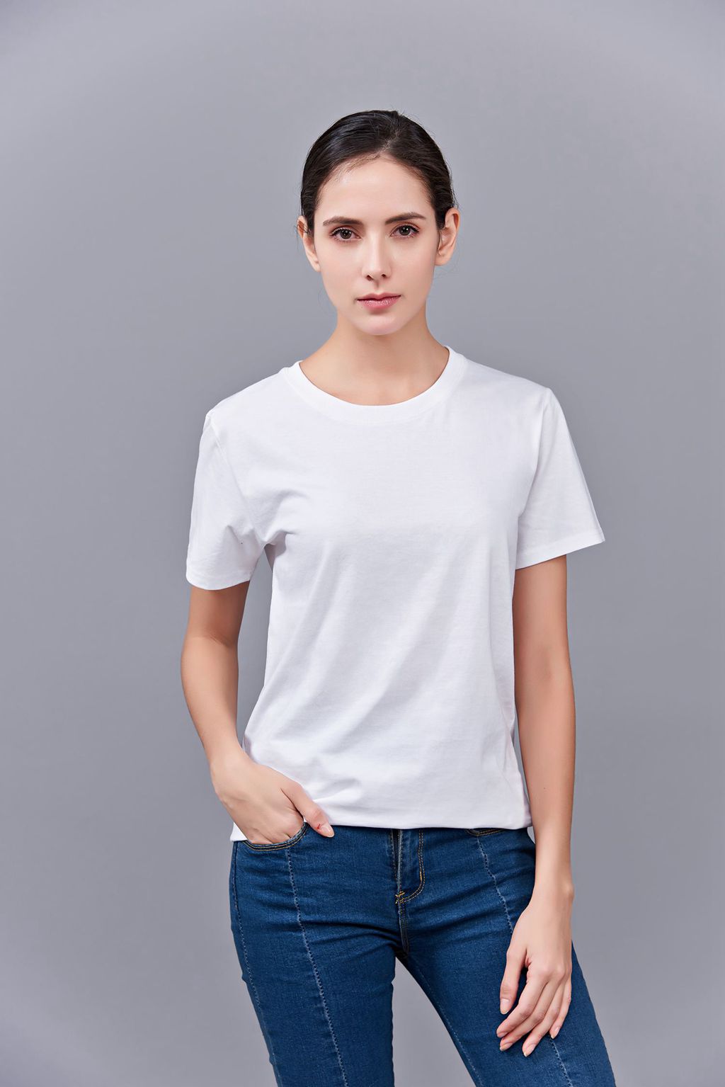 畢業創意校服班服文化衫定制加工LOGO繡秀印花款 澳大利亞棉200G長短袖文化衫 女款白色