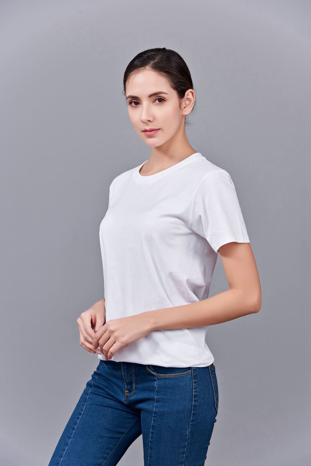 畢業創意校服班服文化衫定制加工LOGO繡秀印花款 澳大利亞棉200G長短袖文化衫 女款白色