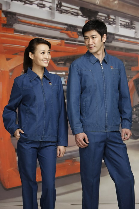 工服定制 耐磨工作服男女士 深藍(lán)色長袖工作服
